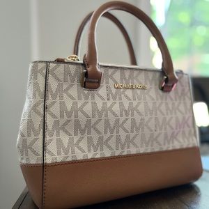 Michael Kors cream and brown leather purse